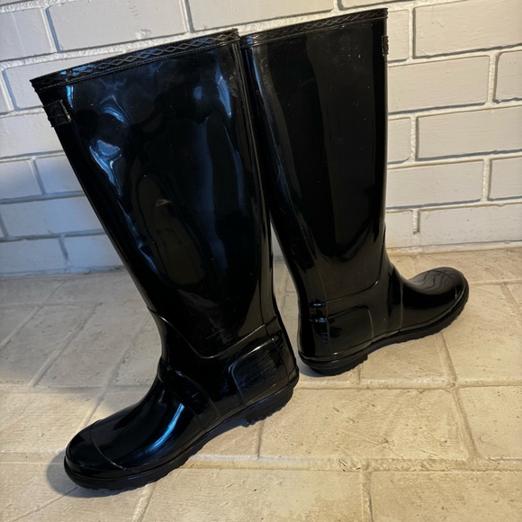 Seven7 Black Rain Boots Tall Size 9 - Picture 3 of 12